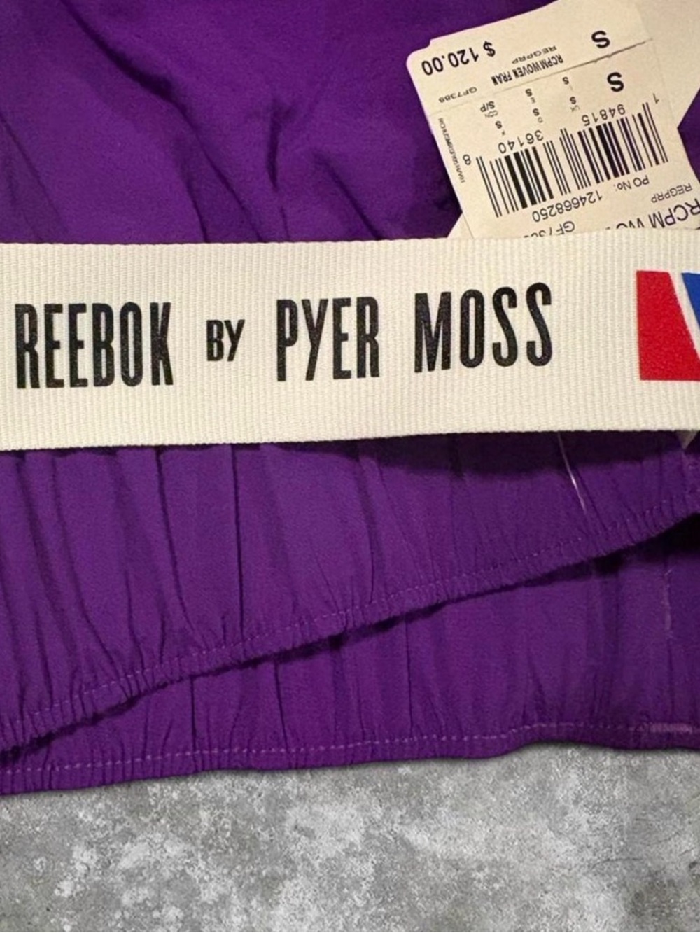 Men’s Reebok x Pyer Moss Purple Jogger Pants with Yellow Logo Accents - Picture 6 of 8
